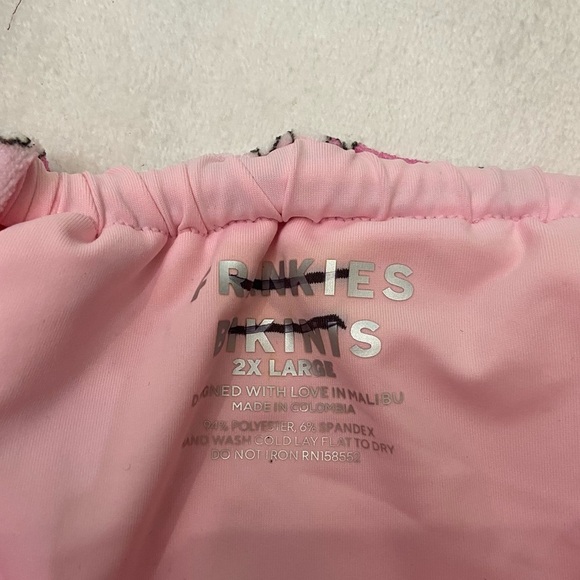 New! Frankie’s bikinis Tia Terry String Bikini Bottom Pink Daisy 3730 - Picture 4 of 9